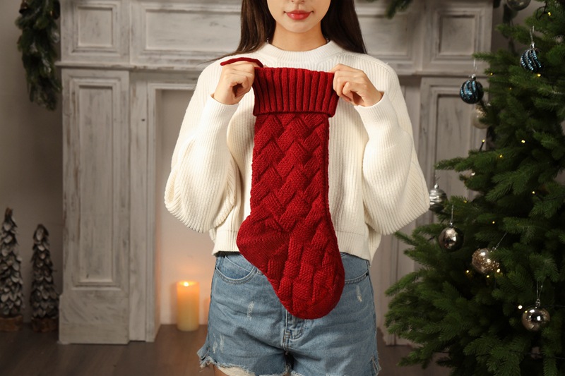 Knitted Christmas Stockings Large Size Cable Knit Holiday Decorative Gifts